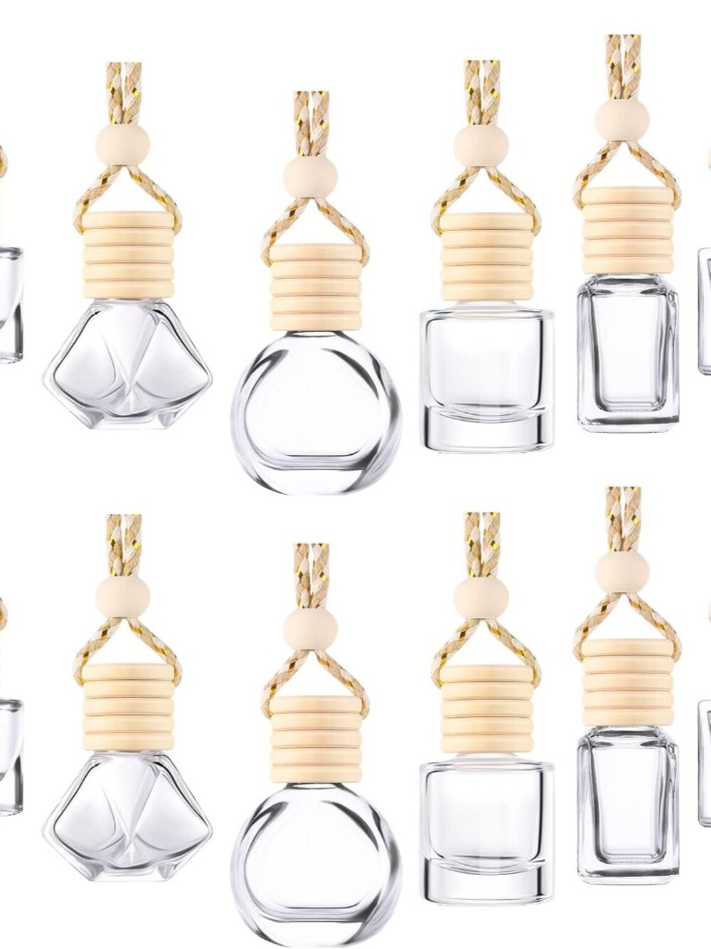 12 Pcs Hanging Car Diffuser Bottle 8ml Empty, Assorted Style